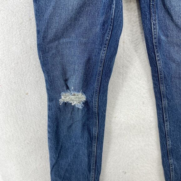 Free Assembly Jeans Women's Size 2 Blue Super High Rise Straight Distressed Torn - Picture 7 of 16